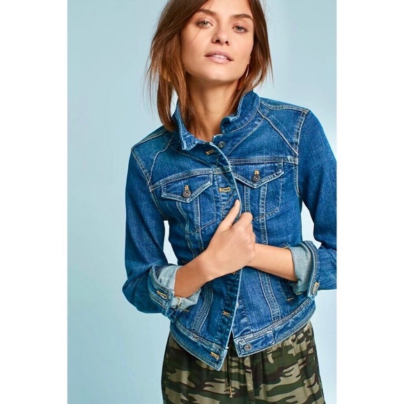 Anthropologie Jackets & Blazers - NWT!! Anthropologie PILCRO Classic Denim Jacket Medium Wash Stretch ~ Medium